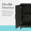 image:imageMartha Stewart Bedford Modular Fluted Storage Cabinet Fern Green Set of 2  Adjustable Shelf SoftClose Doors Brushed Stainless Steel Hardware Solid Wood Frame and LegsBlack FrameGold Hardware
