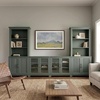 image:imageMartha Stewart Bedford Modular Fluted Storage Cabinet Fern Green Set of 2  Adjustable Shelf SoftClose Doors Brushed Stainless Steel Hardware Solid Wood Frame and LegsFern Green FrameGunmetal Hardware