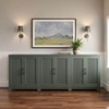 image:imageMartha Stewart Bedford Modular Fluted Storage Cabinet Fern Green Set of 2  Adjustable Shelf SoftClose Doors Brushed Stainless Steel Hardware Solid Wood Frame and LegsFern Green FrameGunmetal Hardware