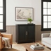 image:imageMartha Stewart Bedford Modular Fluted Storage Cabinet Fern Green Set of 2  Adjustable Shelf SoftClose Doors Brushed Stainless Steel Hardware Solid Wood Frame and LegsBlack FrameGold Hardware
