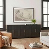 image:imageMartha Stewart Bedford Modular Fluted Storage Cabinet Fern Green Set of 2  Adjustable Shelf SoftClose Doors Brushed Stainless Steel Hardware Solid Wood Frame and LegsBlack FrameGold Hardware