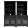 image:imageMartha Stewart Bedford Modular Fluted Storage Cabinet Fern Green Set of 2  Adjustable Shelf SoftClose Doors Brushed Stainless Steel Hardware Solid Wood Frame and LegsBlack FrameGold Hardware
