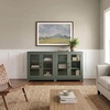 image:imageMartha Stewart Bedford Modular Fluted Storage Cabinet Fern Green Set of 2  Adjustable Shelf SoftClose Doors Brushed Stainless Steel Hardware Solid Wood Frame and LegsFern Green FrameGunmetal Hardware