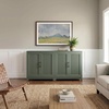 image:imageMartha Stewart Bedford Modular Fluted Storage Cabinet Fern Green Set of 2  Adjustable Shelf SoftClose Doors Brushed Stainless Steel Hardware Solid Wood Frame and LegsFern Green FrameGunmetal Hardware