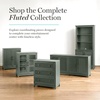 image:imageMartha Stewart Bedford Modular Fluted Storage Cabinet Fern Green Set of 2  Adjustable Shelf SoftClose Doors Brushed Stainless Steel Hardware Solid Wood Frame and LegsFern Green FrameGunmetal Hardware
