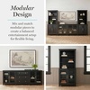 image:imageMartha Stewart Bedford Modular Fluted Storage Cabinet Fern Green Set of 2  Adjustable Shelf SoftClose Doors Brushed Stainless Steel Hardware Solid Wood Frame and LegsBlack FrameGold Hardware