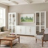 image:imageMartha Stewart Bedford Modular Shaker Cabinet and Hutch Bedford Gray  Adjustable Cabinet Shelf SoftClose Glass Doors Brushed Stainless Steel Hardware 2 Hutch ShelvesWhite FrameGold Hardware