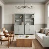 image:imageMartha Stewart Bedford Modular Shaker Cabinet and Hutch Bedford Gray  Adjustable Cabinet Shelf SoftClose Glass Doors Brushed Stainless Steel Hardware 2 Hutch ShelvesBedford Gray FrameBrushed Stainless Steel Hardware