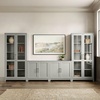 image:imageMartha Stewart Bedford Modular Shaker Cabinet and Hutch Bedford Gray  Adjustable Cabinet Shelf SoftClose Glass Doors Brushed Stainless Steel Hardware 2 Hutch ShelvesBedford Gray FrameBrushed Stainless Steel Hardware
