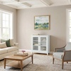 image:imageMartha Stewart Bedford Modular Shaker Cabinet and Hutch Bedford Gray  Adjustable Cabinet Shelf SoftClose Glass Doors Brushed Stainless Steel Hardware 2 Hutch ShelvesWhite FrameGold Hardware