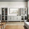 image:imageMartha Stewart Bedford Modular Shaker Cabinet and Hutch Bedford Gray  Adjustable Cabinet Shelf SoftClose Glass Doors Brushed Stainless Steel Hardware 2 Hutch ShelvesBedford Gray FrameBrushed Stainless Steel Hardware