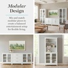 image:imageMartha Stewart Bedford Modular Shaker Cabinet and Hutch Bedford Gray  Adjustable Cabinet Shelf SoftClose Glass Doors Brushed Stainless Steel Hardware 2 Hutch ShelvesWhite FrameGold Hardware