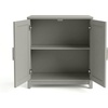 image:imageMartha Stewart Bedford Modular Shaker Cabinet and Hutch Bedford Gray  Adjustable Cabinet Shelf SoftClose Glass Doors Brushed Stainless Steel Hardware 2 Hutch ShelvesBedford Gray FrameBrushed Stainless Steel Hardware