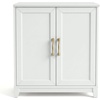 image:imageMartha Stewart Bedford Modular Shaker Cabinet and Hutch Bedford Gray  Adjustable Cabinet Shelf SoftClose Glass Doors Brushed Stainless Steel Hardware 2 Hutch ShelvesWhite FrameGold Hardware