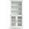 image:imageMartha Stewart Bedford Modular Shaker Cabinet and Hutch Bedford Gray  Adjustable Cabinet Shelf SoftClose Glass Doors Brushed Stainless Steel Hardware 2 Hutch ShelvesWhite FrameGold Hardware