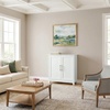 image:imageMartha Stewart Bedford Modular Shaker Cabinet and Hutch Bedford Gray  Adjustable Cabinet Shelf SoftClose Glass Doors Brushed Stainless Steel Hardware 2 Hutch ShelvesWhite FrameGold Hardware