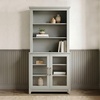 image:imageMartha Stewart Bedford Modular Shaker Cabinet and Hutch Bedford Gray  Adjustable Cabinet Shelf SoftClose Glass Doors Brushed Stainless Steel Hardware 2 Hutch ShelvesBedford Gray FrameBrushed Stainless Steel Hardware