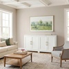image:imageMartha Stewart Bedford Modular Shaker Cabinet and Hutch Bedford Gray  Adjustable Cabinet Shelf SoftClose Glass Doors Brushed Stainless Steel Hardware 2 Hutch ShelvesWhite FrameGold Hardware