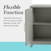 image:imageMartha Stewart Bedford Modular Shaker Cabinet and Hutch Bedford Gray  Adjustable Cabinet Shelf SoftClose Glass Doors Brushed Stainless Steel Hardware 2 Hutch ShelvesBedford Gray FrameBrushed Stainless Steel Hardware