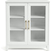 image:imageMartha Stewart Bedford Modular Shaker Cabinet and Hutch Bedford Gray  Adjustable Cabinet Shelf SoftClose Glass Doors Brushed Stainless Steel Hardware 2 Hutch ShelvesWhite FrameGold Hardware