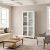 image:imageMartha Stewart Bedford Modular Shaker Cabinet and Hutch Bedford Gray  Adjustable Cabinet Shelf SoftClose Glass Doors Brushed Stainless Steel Hardware 2 Hutch ShelvesWhite FrameGold Hardware