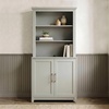image:imageMartha Stewart Bedford Modular Shaker Cabinet and Hutch Bedford Gray  Adjustable Cabinet Shelf SoftClose Glass Doors Brushed Stainless Steel Hardware 2 Hutch ShelvesBedford Gray FrameBrushed Stainless Steel Hardware
