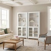 image:imageMartha Stewart Bedford Modular Shaker Cabinet and Hutch Bedford Gray  Adjustable Cabinet Shelf SoftClose Glass Doors Brushed Stainless Steel Hardware 2 Hutch ShelvesWhite FrameGold Hardware