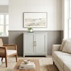 image:imageMartha Stewart Bedford Modular Shaker Cabinet and Hutch Bedford Gray  Adjustable Cabinet Shelf SoftClose Glass Doors Brushed Stainless Steel Hardware 2 Hutch ShelvesBedford Gray FrameBrushed Stainless Steel Hardware
