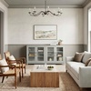 image:imageMartha Stewart Bedford Modular Shaker Cabinet and Hutch Bedford Gray  Adjustable Cabinet Shelf SoftClose Glass Doors Brushed Stainless Steel Hardware 2 Hutch ShelvesBedford Gray FrameBrushed Stainless Steel Hardware