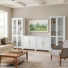 image:imageMartha Stewart Bedford Modular Shaker Cabinet and Hutch Bedford Gray  Adjustable Cabinet Shelf SoftClose Glass Doors Brushed Stainless Steel Hardware 2 Hutch ShelvesWhite FrameGold Hardware
