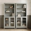 image:imageMartha Stewart Bedford Modular Shaker Cabinet and Hutch Bedford Gray  Adjustable Cabinet Shelf SoftClose Glass Doors Brushed Stainless Steel Hardware 2 Hutch ShelvesBedford Gray FrameBrushed Stainless Steel Hardware