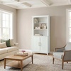 image:imageMartha Stewart Bedford Modular Shaker Cabinet and Hutch Bedford Gray  Adjustable Cabinet Shelf SoftClose Glass Doors Brushed Stainless Steel Hardware 2 Hutch ShelvesWhite FrameGold Hardware