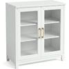 image:imageMartha Stewart Bedford Modular Shaker Cabinet and Hutch Bedford Gray  Adjustable Cabinet Shelf SoftClose Glass Doors Brushed Stainless Steel Hardware 2 Hutch ShelvesWhite FrameGold Hardware