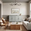 image:imageMartha Stewart Bedford Modular Shaker Cabinet and Hutch Bedford Gray  Adjustable Cabinet Shelf SoftClose Glass Doors Brushed Stainless Steel Hardware 2 Hutch ShelvesBedford Gray FrameBrushed Stainless Steel Hardware