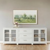 image:imageMartha Stewart Bedford Modular Shaker Cabinet and Hutch Bedford Gray  Adjustable Cabinet Shelf SoftClose Glass Doors Brushed Stainless Steel Hardware 2 Hutch ShelvesWhite FrameGold Hardware