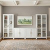 image:imageMartha Stewart Bedford Modular Shaker Cabinet and Hutch Bedford Gray  Adjustable Cabinet Shelf SoftClose Glass Doors Brushed Stainless Steel Hardware 2 Hutch ShelvesWhite FrameGold Hardware