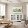 image:imageMartha Stewart Bedford Modular Shaker Cabinet and Hutch Bedford Gray  Adjustable Cabinet Shelf SoftClose Glass Doors Brushed Stainless Steel Hardware 2 Hutch ShelvesWhite FrameGold Hardware