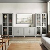 image:imageMartha Stewart Bedford Modular Shaker Cabinet and Hutch Bedford Gray  Adjustable Cabinet Shelf SoftClose Glass Doors Brushed Stainless Steel Hardware 2 Hutch ShelvesBedford Gray FrameBrushed Stainless Steel Hardware
