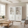 image:imageMartha Stewart Bedford Modular Shaker Cabinet and Hutch Bedford Gray  Adjustable Cabinet Shelf SoftClose Glass Doors Brushed Stainless Steel Hardware 2 Hutch ShelvesWhite FrameGold Hardware