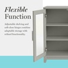 image:imageMartha Stewart Bedford Modular Shaker Cabinet and Hutch Bedford Gray  Adjustable Cabinet Shelf SoftClose Glass Doors Brushed Stainless Steel Hardware 2 Hutch ShelvesBedford Gray FrameBrushed Stainless Steel Hardware
