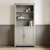 image:imageMartha Stewart Bedford Modular Shaker Cabinet and Hutch Bedford Gray  Adjustable Cabinet Shelf SoftClose Glass Doors Brushed Stainless Steel Hardware 2 Hutch ShelvesBedford Gray FrameBrushed Stainless Steel Hardware