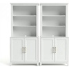 image:imageMartha Stewart Bedford Modular Shaker Cabinet and Hutch Bedford Gray  Adjustable Cabinet Shelf SoftClose Glass Doors Brushed Stainless Steel Hardware 2 Hutch ShelvesWhite FrameGold Hardware