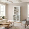 image:imageMartha Stewart Bedford Modular Shaker Cabinet and Hutch Bedford Gray  Adjustable Cabinet Shelf SoftClose Glass Doors Brushed Stainless Steel Hardware 2 Hutch ShelvesWhite FrameGold Hardware