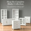 image:imageMartha Stewart Bedford Modular Shaker Cabinet and Hutch Bedford Gray  Adjustable Cabinet Shelf SoftClose Glass Doors Brushed Stainless Steel Hardware 2 Hutch ShelvesWhite FrameGold Hardware