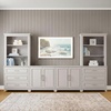 image:imageMartha Stewart Lily Pond Modular 3 Drawer Cabinet and Hutch Sharkey Gray  Brushed Stainless Hardware PreAssembled Drawer Glides Solid Wood FrameLegs Open Hutch Shelves Rear Cord ManagementSharkey Gray FrameBrushed Stainless Steel Hardware