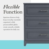 image:imageMartha Stewart Lily Pond Modular 3 Drawer Cabinet and Hutch Sharkey Gray  Brushed Stainless Hardware PreAssembled Drawer Glides Solid Wood FrameLegs Open Hutch Shelves Rear Cord ManagementSlate Blue FrameGunmetal Hardware