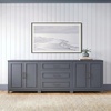 image:imageMartha Stewart Lily Pond Modular 3 Drawer Cabinet and Hutch Sharkey Gray  Brushed Stainless Hardware PreAssembled Drawer Glides Solid Wood FrameLegs Open Hutch Shelves Rear Cord ManagementSlate Blue FrameGunmetal Hardware