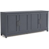 image:imageMartha Stewart Lily Pond Modular 3 Drawer Cabinet and Hutch Sharkey Gray  Brushed Stainless Hardware PreAssembled Drawer Glides Solid Wood FrameLegs Open Hutch Shelves Rear Cord ManagementSlate Blue FrameGunmetal Hardware