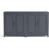 image:imageMartha Stewart Lily Pond Modular 3 Drawer Cabinet and Hutch Sharkey Gray  Brushed Stainless Hardware PreAssembled Drawer Glides Solid Wood FrameLegs Open Hutch Shelves Rear Cord ManagementSlate Blue FrameGunmetal Hardware