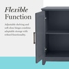 image:imageMartha Stewart Lily Pond Modular 3 Drawer Cabinet and Hutch Sharkey Gray  Brushed Stainless Hardware PreAssembled Drawer Glides Solid Wood FrameLegs Open Hutch Shelves Rear Cord ManagementSlate Blue FrameGunmetal Hardware